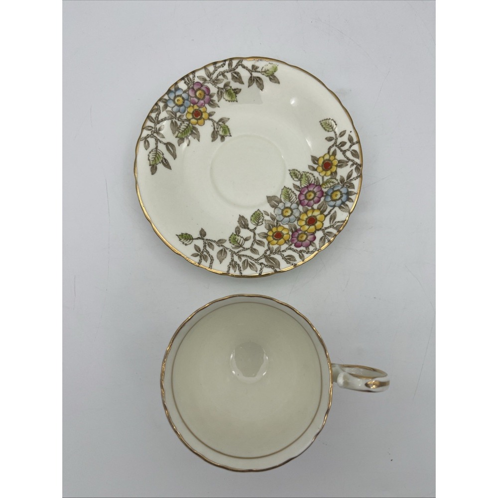 1928‎ Delphine China Tea Cup & Saucer-full size-mixed floral - Picture 3 of 10